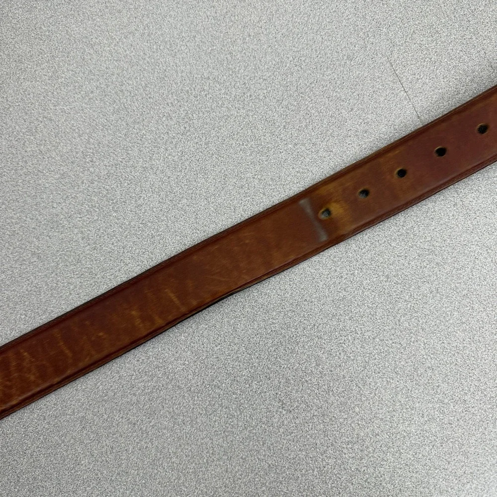 Honest Belt Mens 38? Brown Leather Silver Buckle Distressed Brighton Casual 1.5